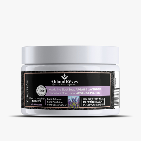 Savon Noir Nourrissant Argan et Lavande - Ahlam Rêves